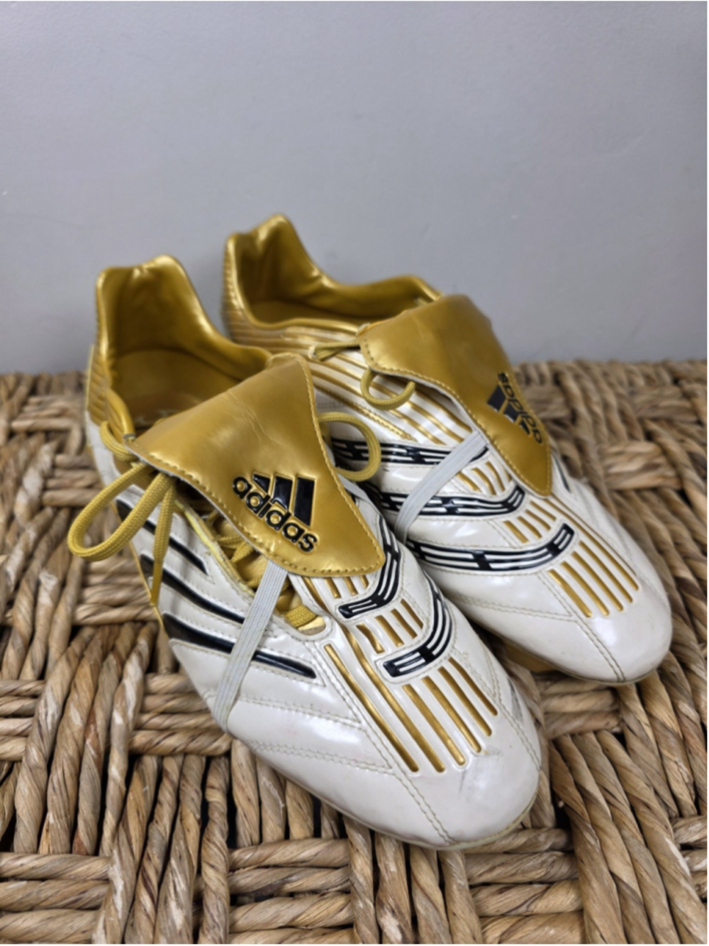 adidas Predator Absolute TRX FG Sz US 10 White Gold 2006 Vintage Soccer Cleats